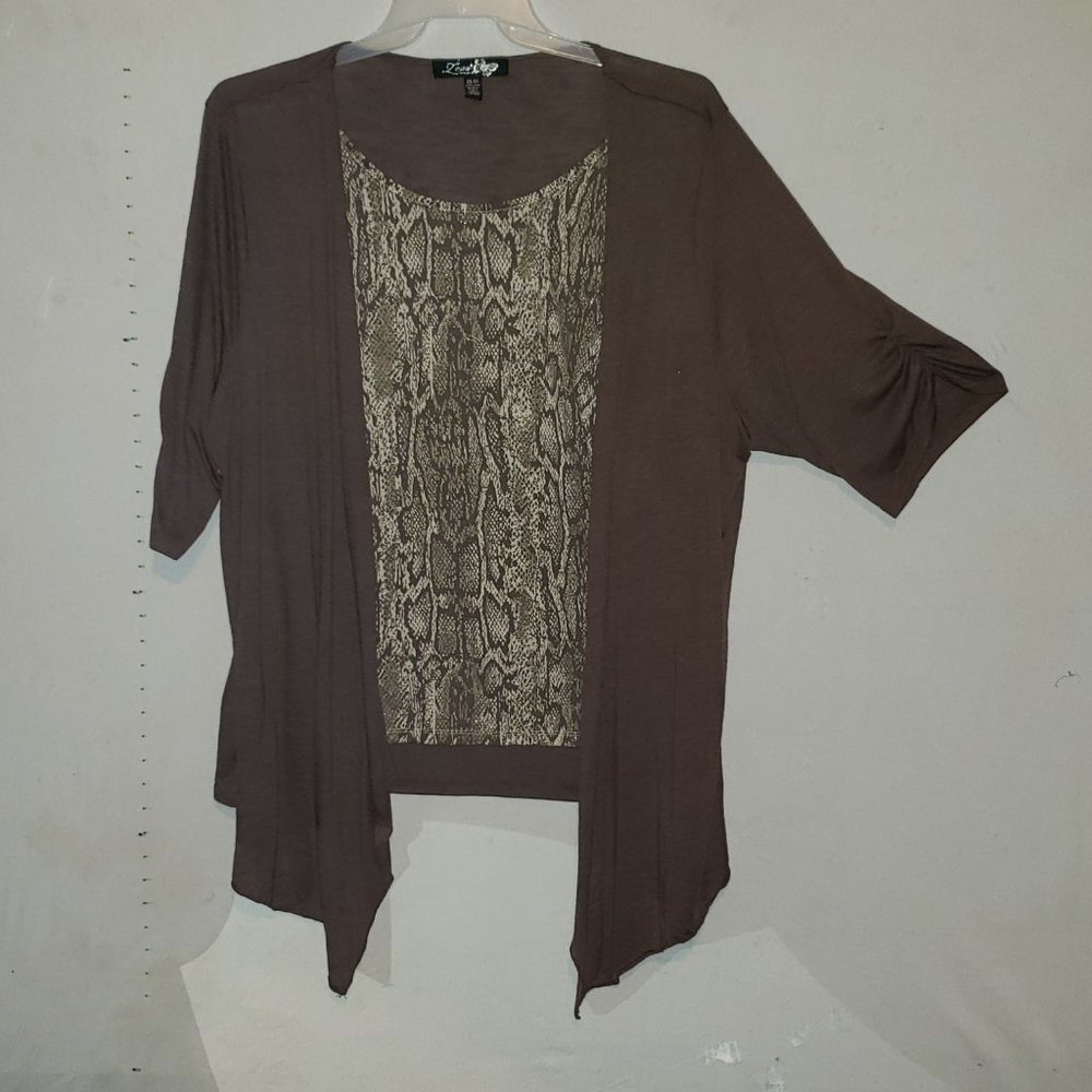Lena Brown Cardigan w/attached Tank 22/24